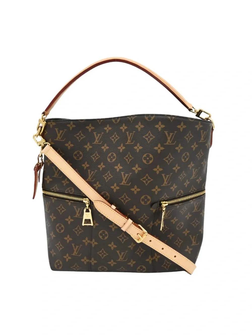 Louis Vuitton Monogram Melie Hobo Bucket Shoulder Bag with Natural Vachetta Trim